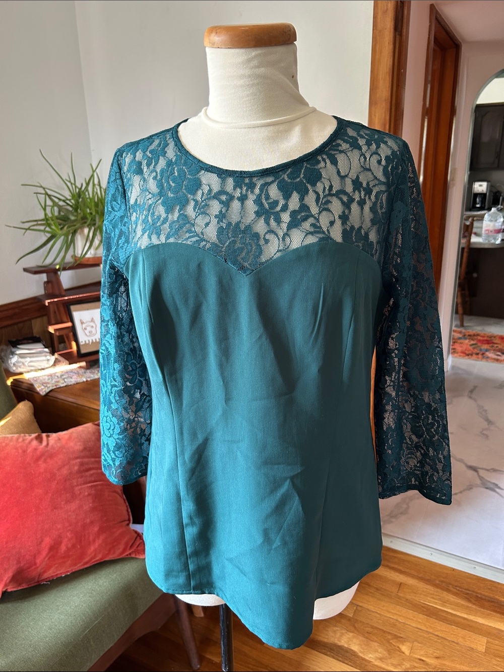 The Limited Green Lace-Detail Blouse